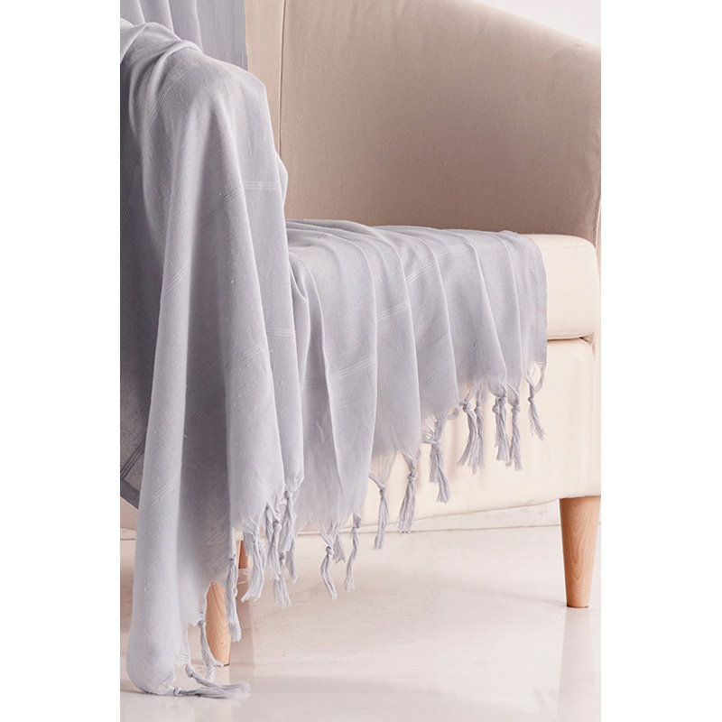 Plain Weave / Muslin Throw Blanket, 59" W x 79" L, Light Gray