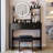 17" Round Led Mirror Vanity Table + Soft Cushion Stool Set, Large Mirror, Touch Switch, 3 Colors, Adjustable Brightness, Large Desktop, Multi-Layer High Capacity Storage, Suitable For Small Space-742833889