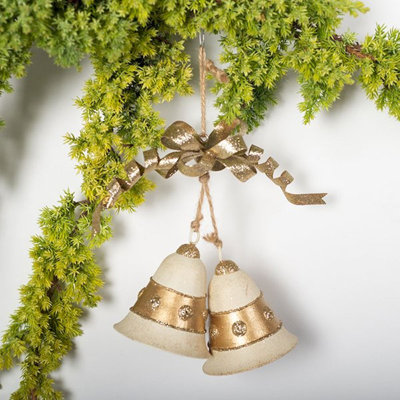 Ensemble de 2 ornements en forme de cloche avec nœud