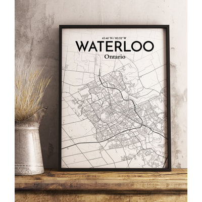 Waterloo City Map 1 Piece Wall Art