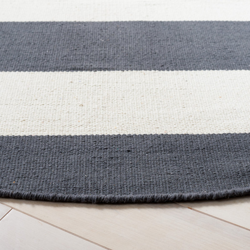 Parikh Hand Woven Cotton Striped Rug, Square 4'