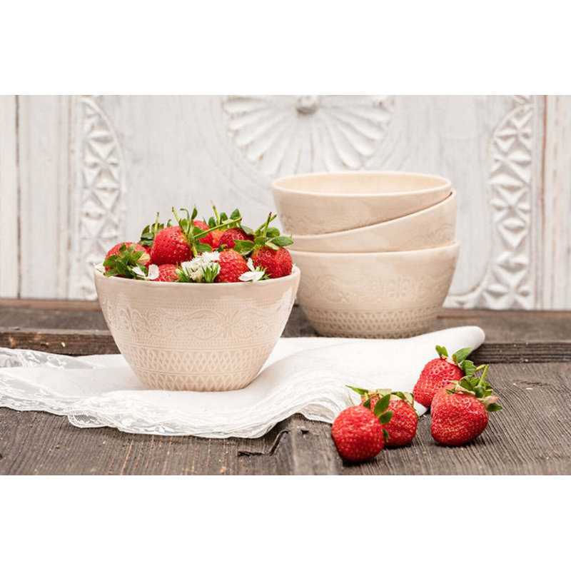 Vintage Inspired Ceramic Handmade Ceramic Cereal Bowl, Beige