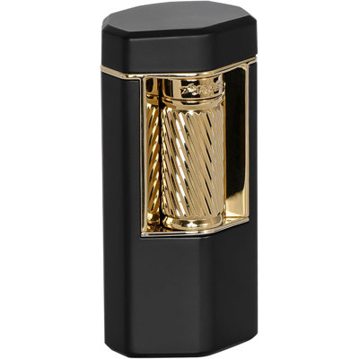 Xikar Meridian Triple Soft Flame Cigar Lighter, Black & Gold