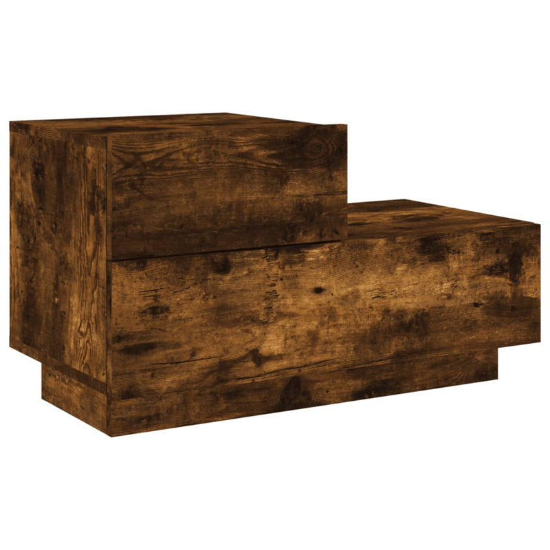 Brigett 36cm W Engineered Wood Bedside Table, Smoked Oak