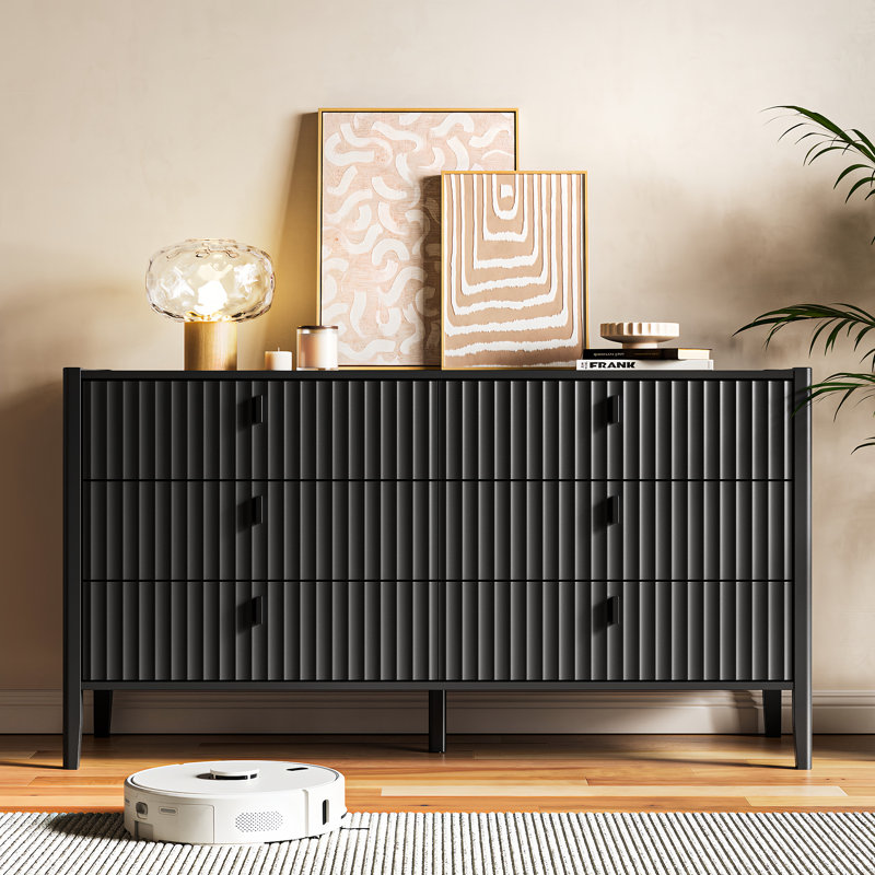 6 - Drawer Dresser, 55.1" W, Black