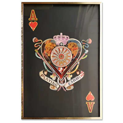 Playing Card Ace Of Red Heart With Black Background