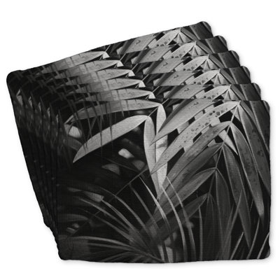 Monochrome Tropicals Leaves Braided Polyester Chandrine - Set of 6