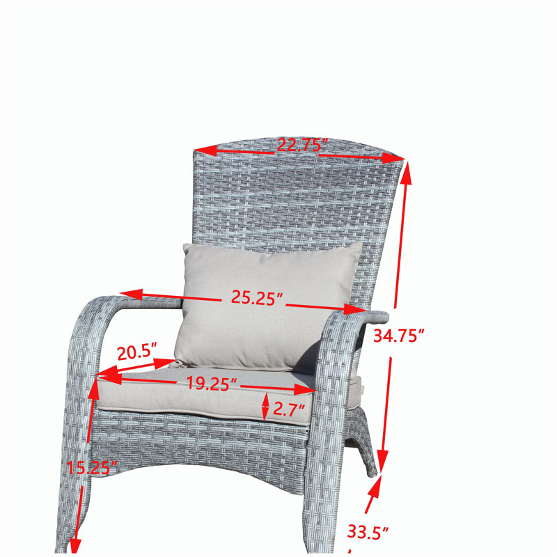 Chaise de patio avec coussins (coussin gris)