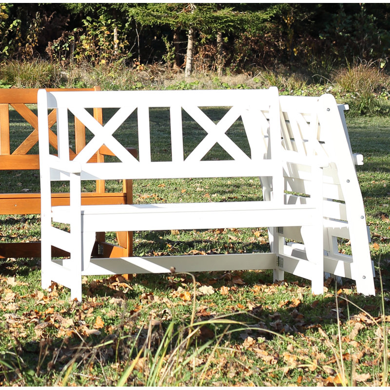 Bradon Solid Wood Pine Outdoor Bench, White, H88 x W109 x D61cm