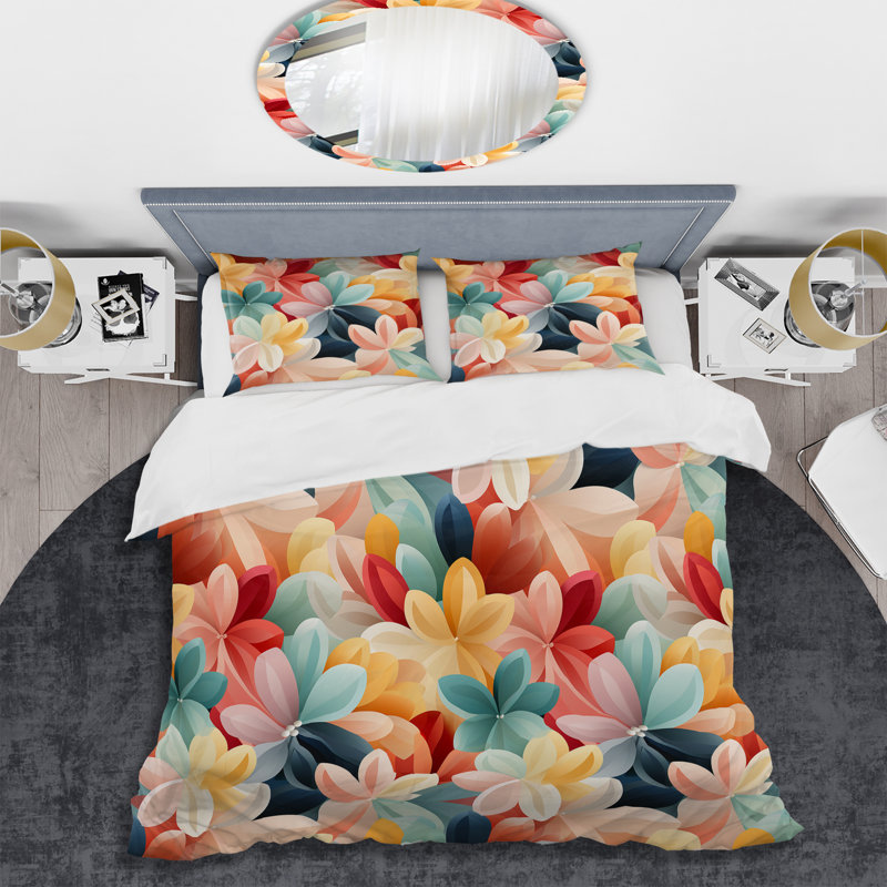 Ensemble de housse de couette Monochromatique Zen - Floral, Housse de couette simple + 1 taie décorative stan