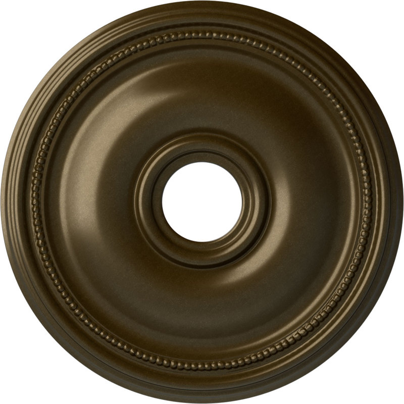 Endurathane Bradford Ceiling Medallion, 18 1/8"OD x 3 3/4"ID x 1 1/8"P (Fits Canopies up to 4 3/8"), Hand-Painted Brass Finish