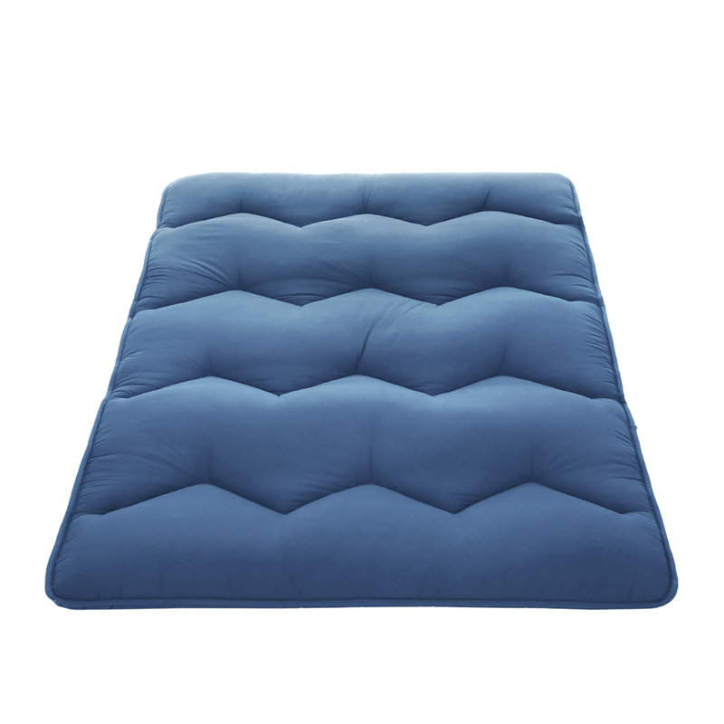 Matelas de futon pliable japonais, Bleu, Lit double