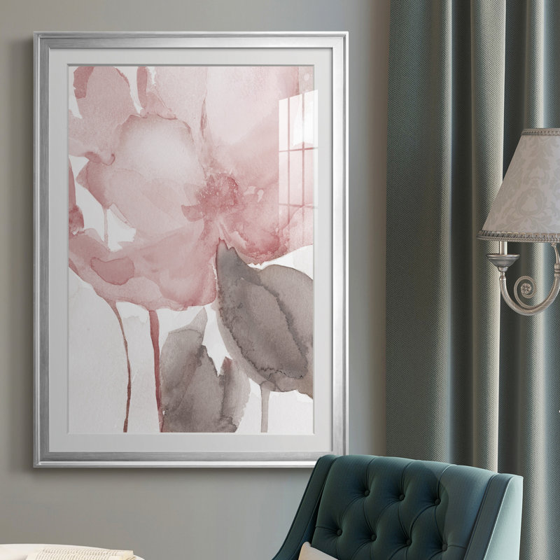 Blush Bloom II - peinture sur toile encadrée, Argent, H 26,5 po x l 36,5 po x P 1,5 po