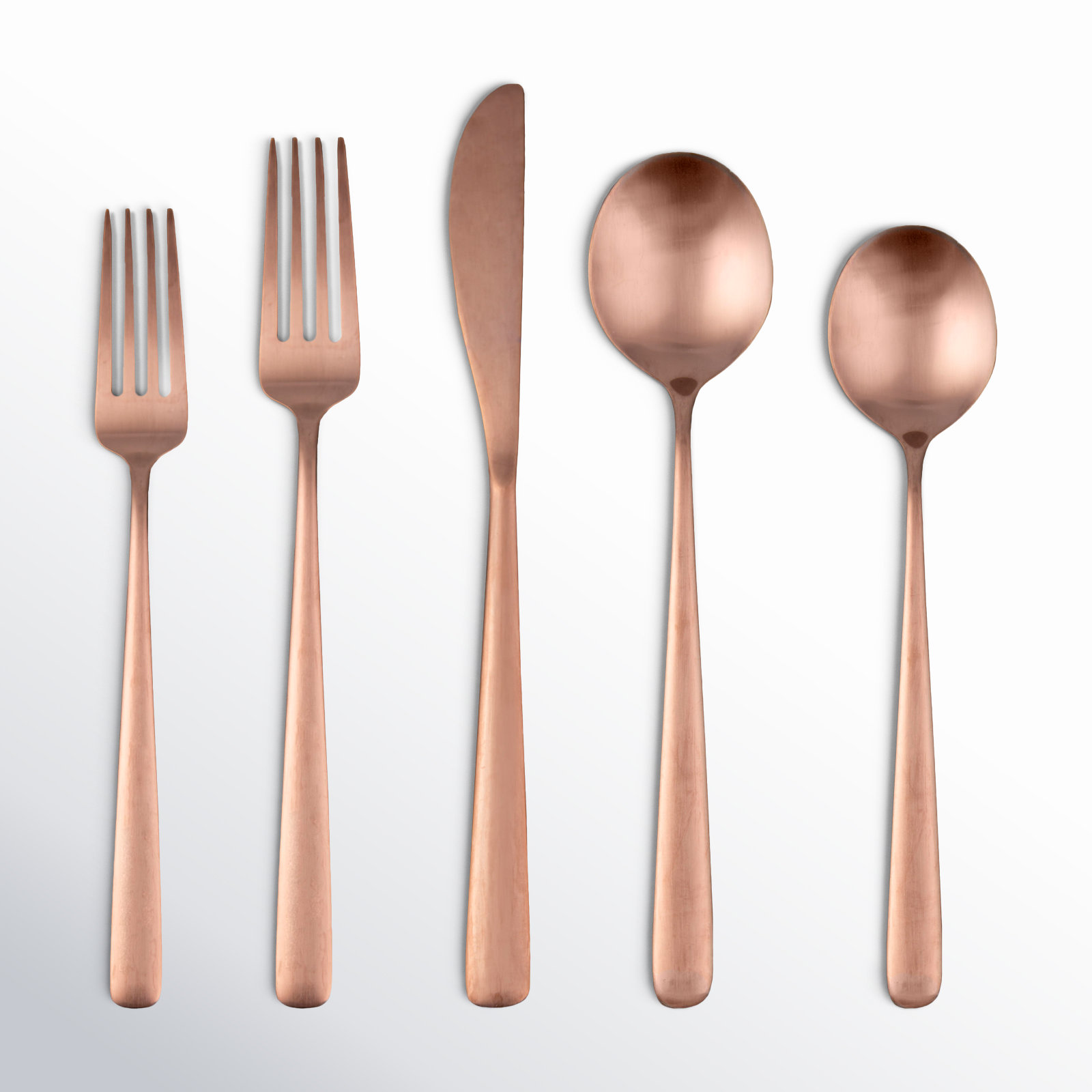 Terri Stainless Steel Flatware - Set of 20, Copper Satin