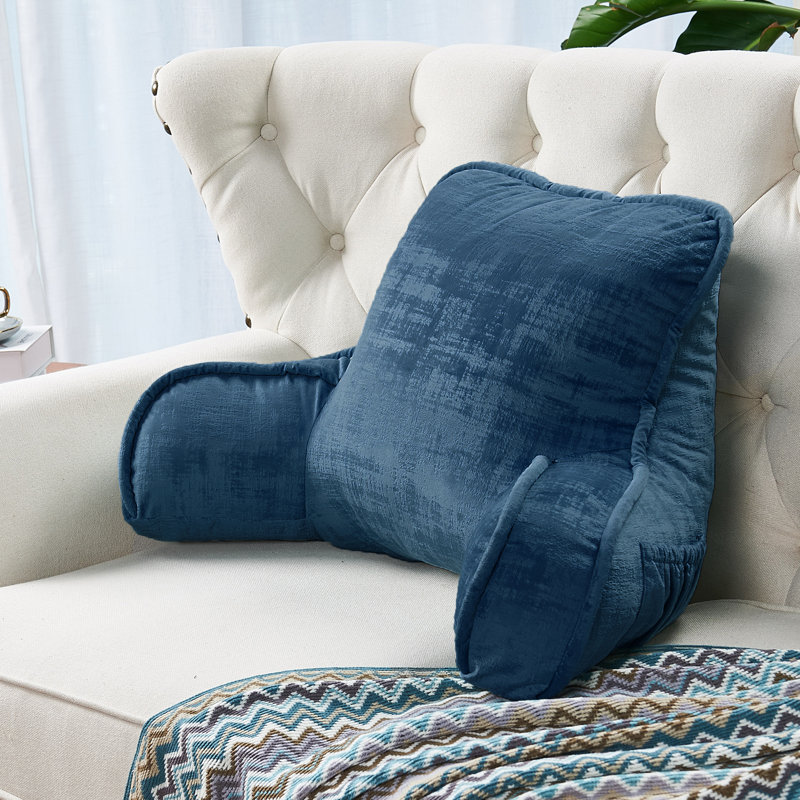 Textured Velvet Bedrest Pillow Cover & Insert, Majolica Blue