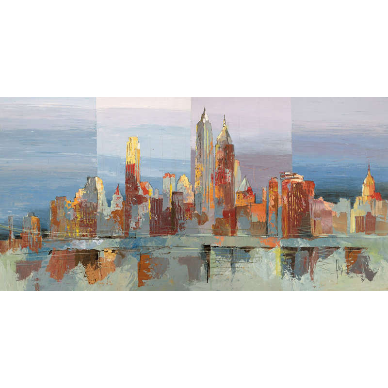 New York Abstraction by Luigi Florio - No Frame Painting on Canvas, 60cm H x 120cm W x 4cm D