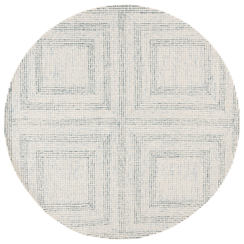 Fawaka Tufted Wool & Cotton Performance Geometric Rug, Round 6'