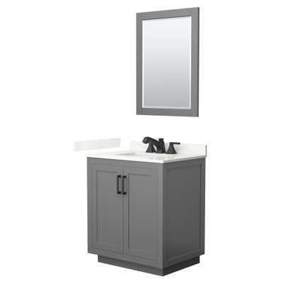 Ensemble de meuble-lavabo simple autoportant 30 po avec plateau en quartz Miranda 24 po Miranda