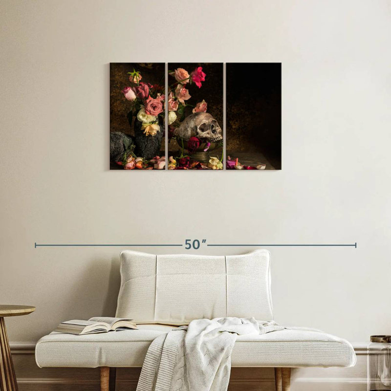 Crâne floral élégant, H 20 po x l 33 po