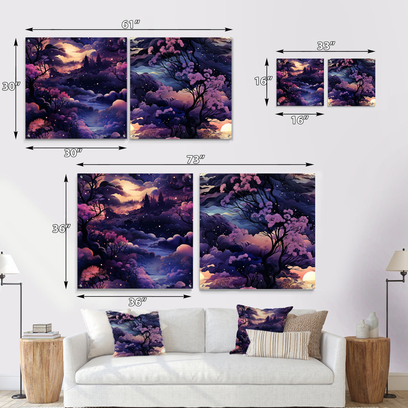 Espey - ensemble de 2 art mural en verre acrylique, H 30 po x l 61 po
