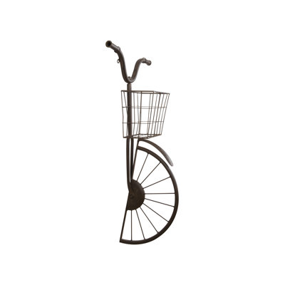 Distressed Rust Bike Shaped Metal Wall Décor with Basket