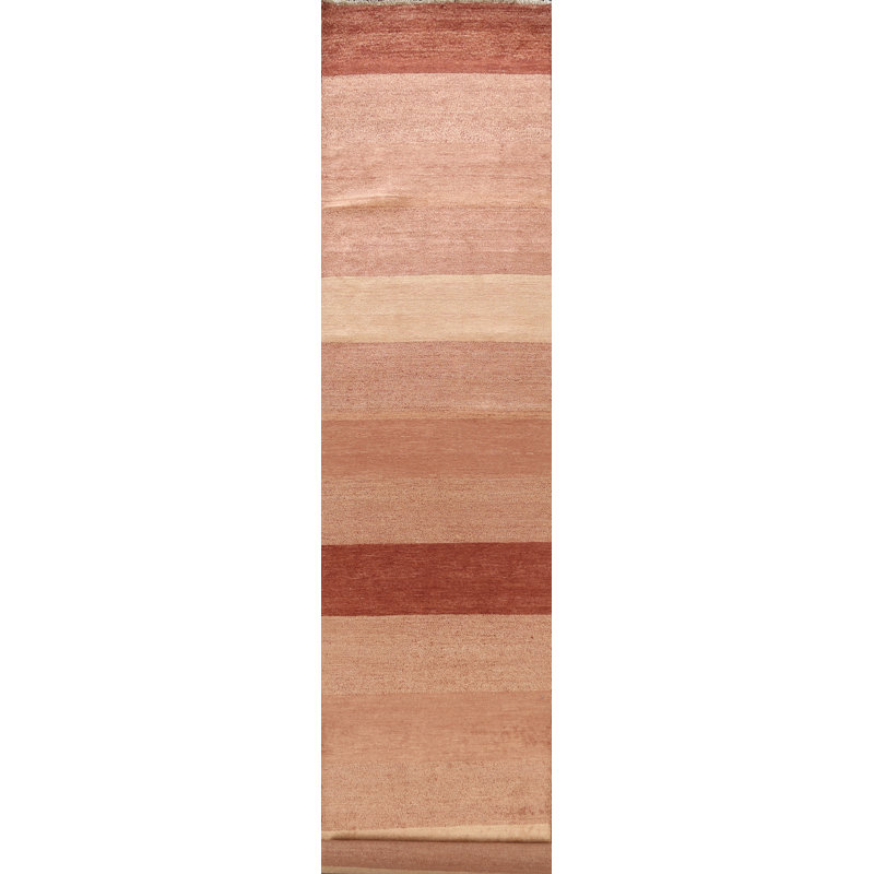 Tapis de couloir en laine noué à la main de conception unique noué à la main New Age de 3 pi 1 po x 16 pi 7 po Tapis décoratif rouge