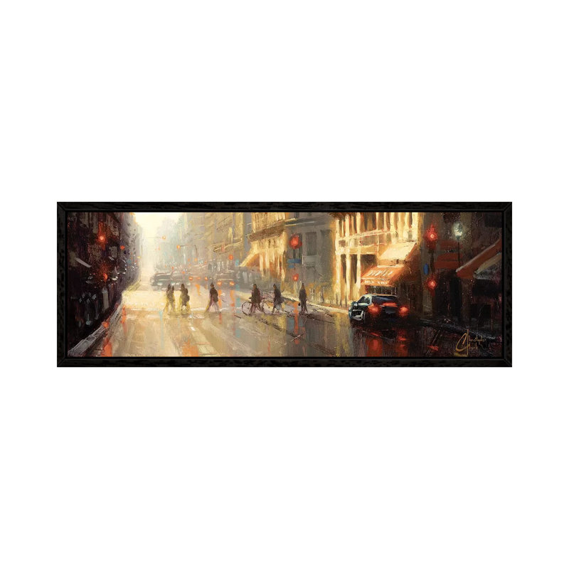 Paris - Crossing The Street by Christopher Clark - Floater Frame Panoramic Gallery-Wrapped Canvas Giclée on Canvas