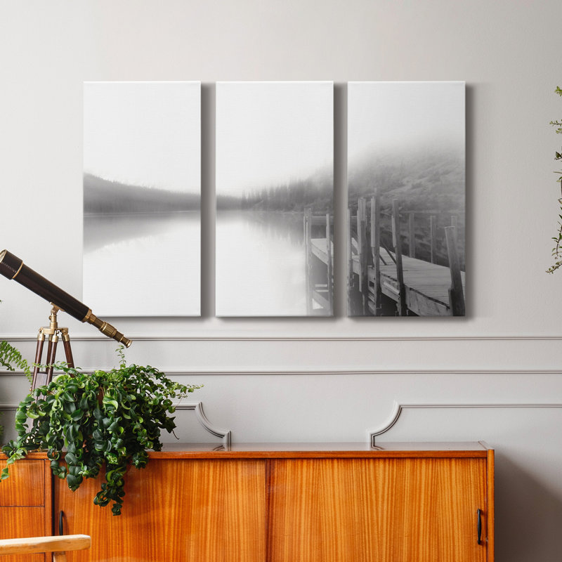 Mist on the Docks - Photographie sur toile tendue 3 pièces, H 48 po x l 96 po x P 1 po