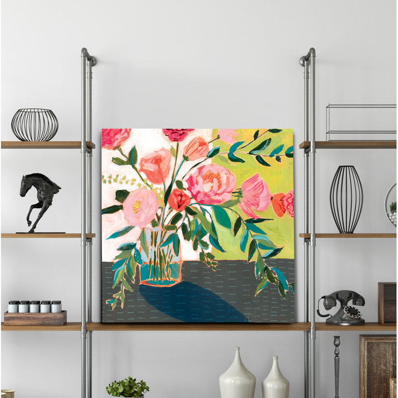 «Quirky Bouquet I», peinture, H 16 po x l 16 po x P 1,5 po, Toile tendue