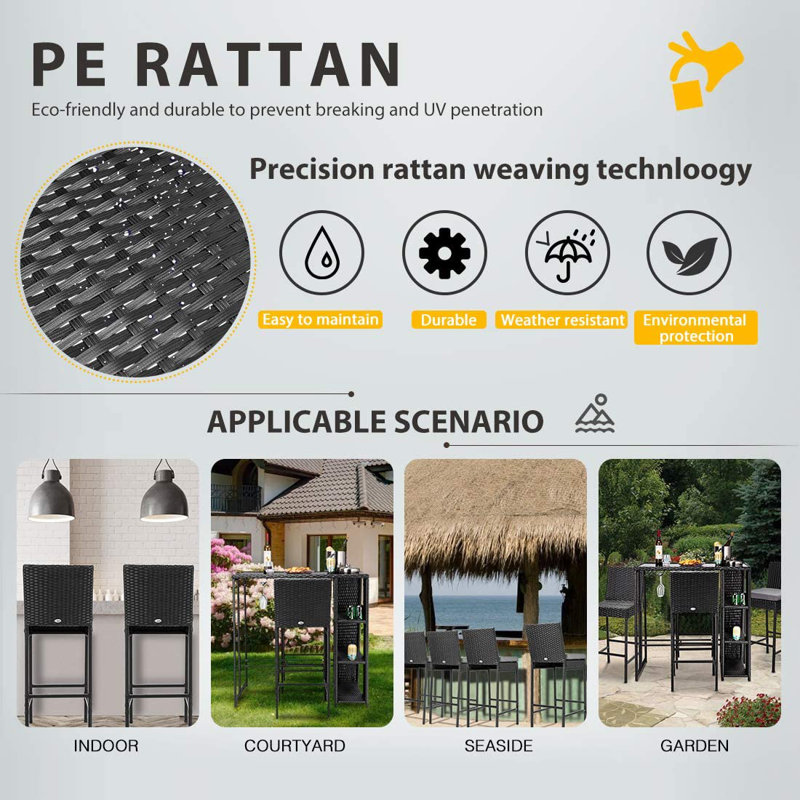 Aize Steel Outdoor 27.5'' Bar Stool with Cushion