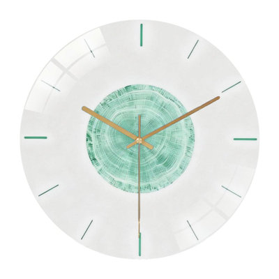 12" Round Tempered Glass Wall Clock with Silent Quartz Movement