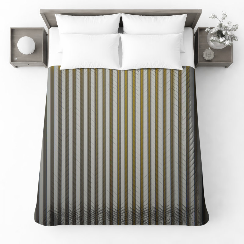 Vertical Yellow Stripes Bedding Stripes Bedspread Pattern, Full / Double