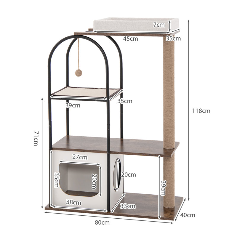 Aventura 118cm H Cat Tree, Brown/White