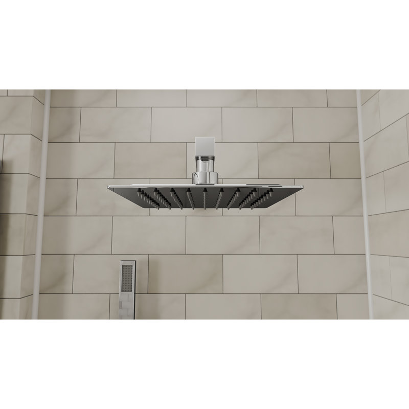 Ascend Ultra-Thin Square Shower Head - 10 in., Chrome, Chrome, 10 inch