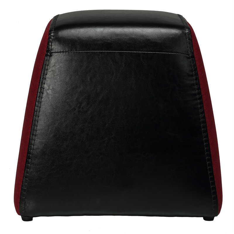 Faux Leather Ottoman, Black / Red