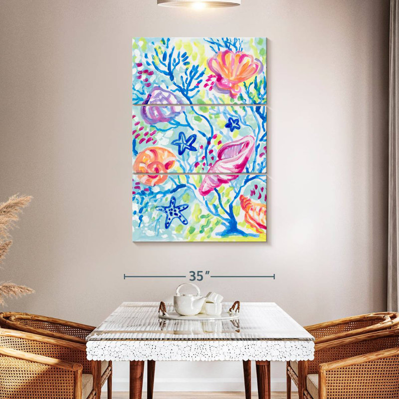 Brampt, coquillages dans le corail, H 50 po x l 32 po