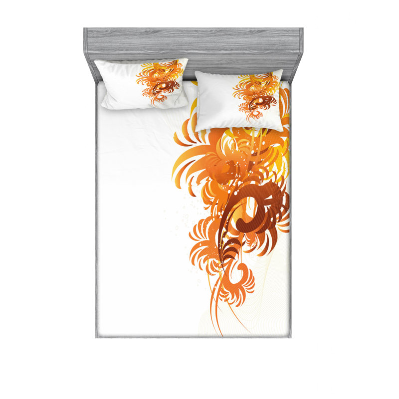 Microfiber Floral Sheet Set, Full/Double Sheet Set with Fitted Sheet