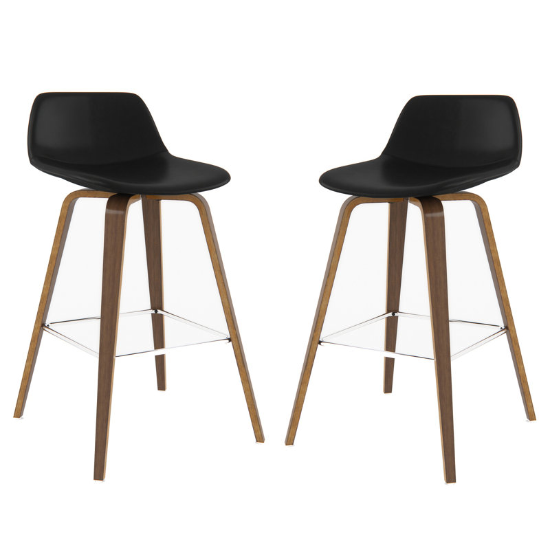Tabouret de bar et de comptoir Randolph, Similicuir végétalien - noir