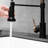 Single Handle Lever Led Kitchen Faucet With Pull Down , Black And Rose Gold Sink Faucet, Contemporary Style, Brass Material, 360 Degree Rotating High Arch Spout, Corrosion Commercial Lever, Color,