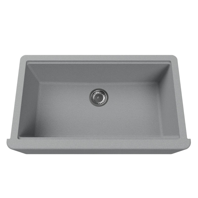 Titan Self-Trimming Farmhouse/Apron Kitchen Sink with Accessories, Gray, 36" L x 20" W x 9.6" H