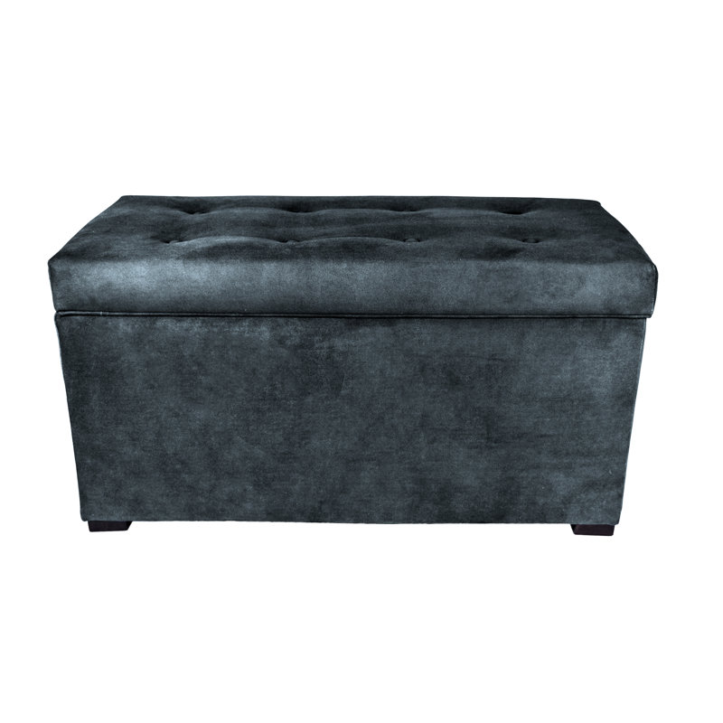 Banc de rangement rembourré Niambi, Bleu marine