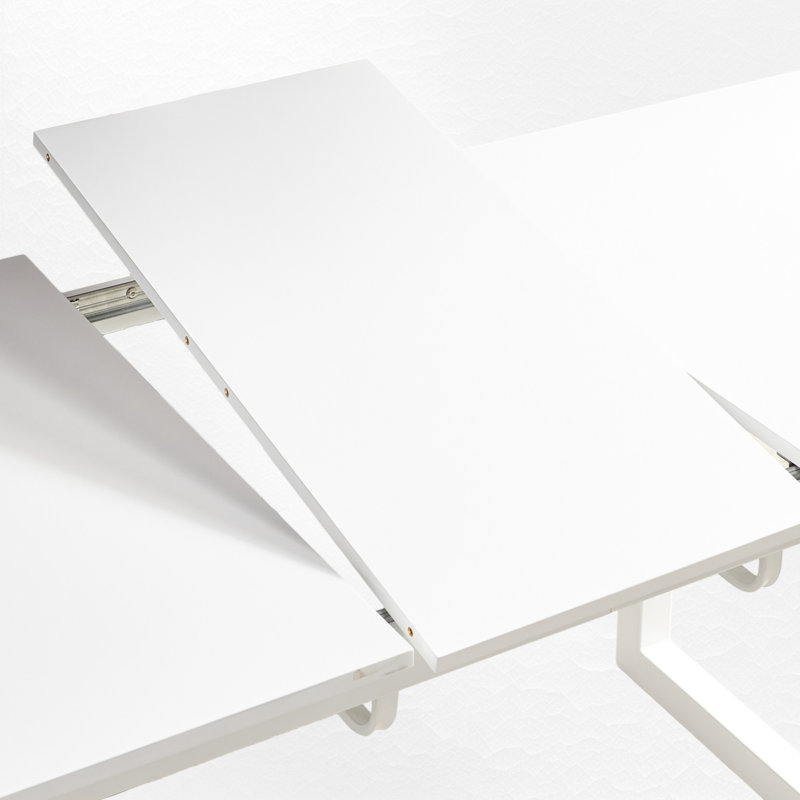 Extendable Dining Table, White, White, 29.52" H x 55.08" W x 31.52" D