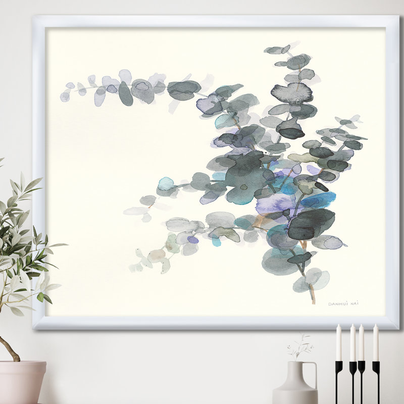 « gris aquarelle fleur iii »-reproduction d’image sur toile, H 16 po x l 16 po x P 1 po, Cadre blanc