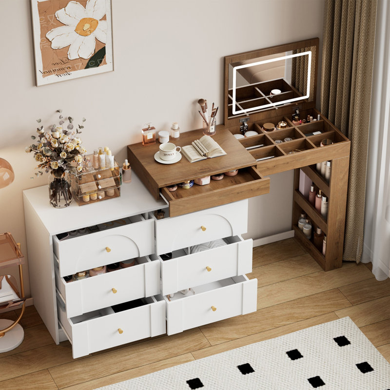 Dressing Table, White+Natural