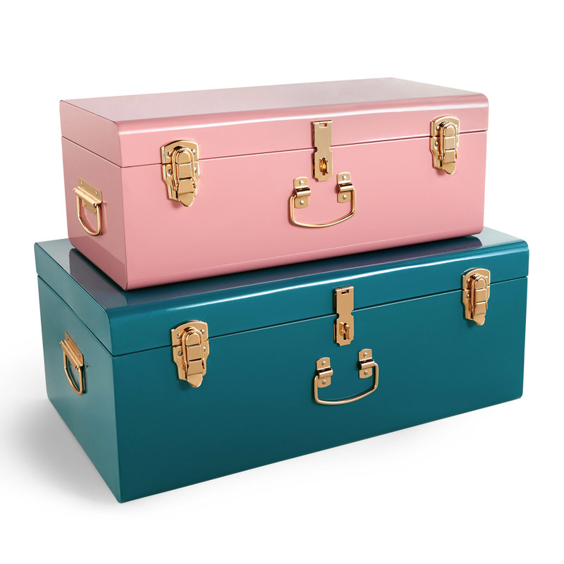  2 Piece Metal Accent Trunk Set