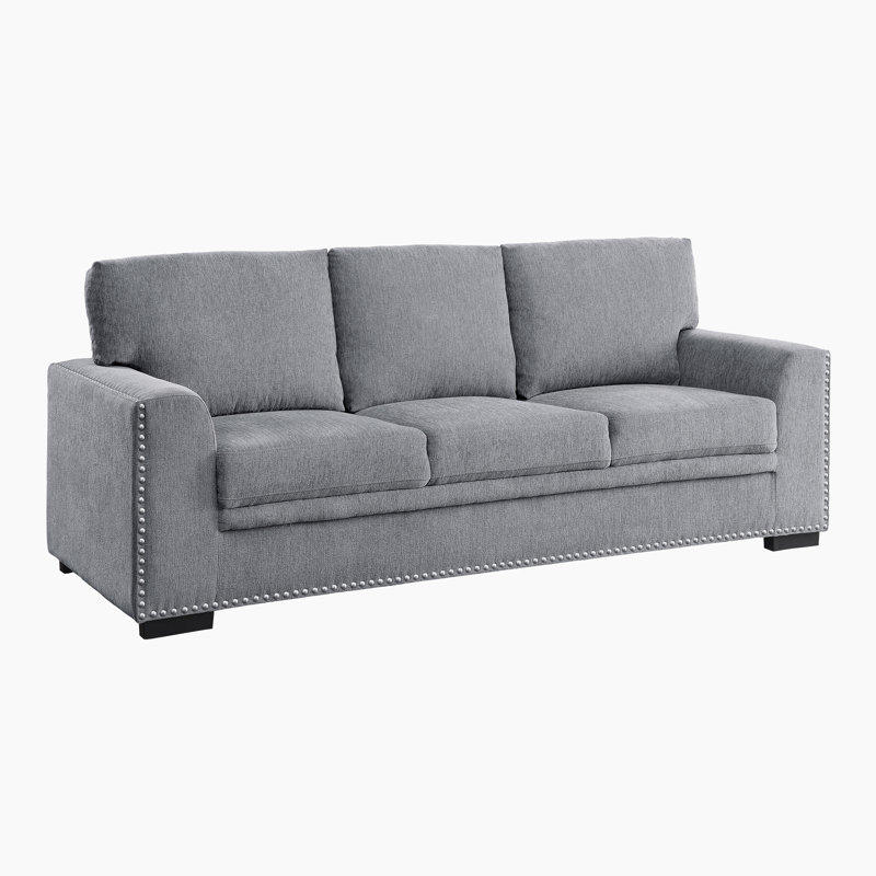 Canapé en chenille de 84 po Denaux, Gris chenille