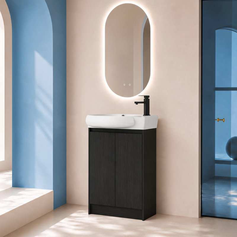 Meuble-lavabo autoportant 23 po Bend (assemblé), Noir