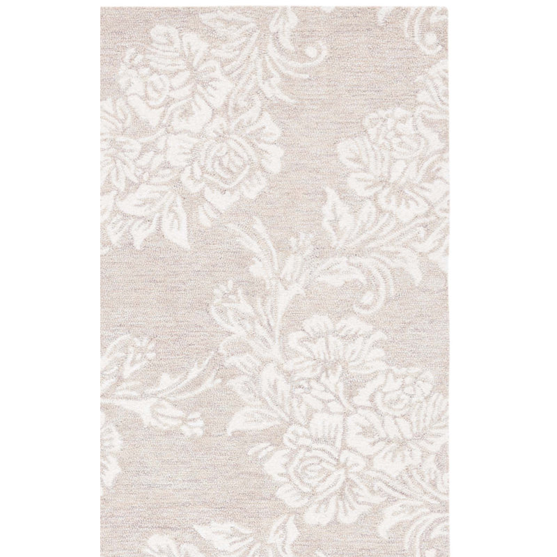 Tapis beige / ivoire en laine / polyester touffeté à la main Ratha, Tapis de couloir 2 pi 3 po x 8 pi