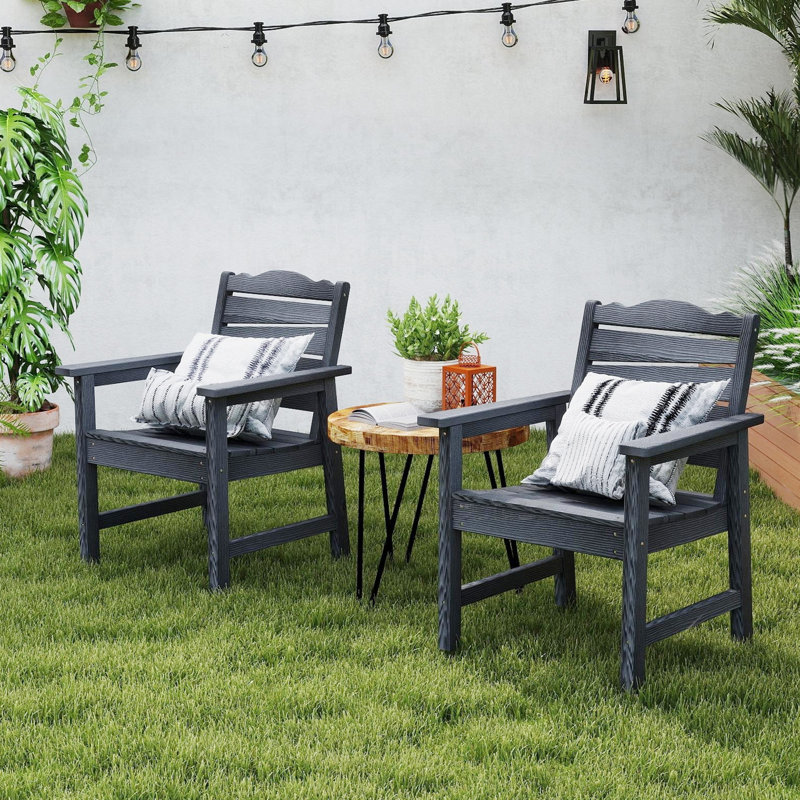 Weatherproof Patio Chairs Set Of 2, Weatherproof Hips Outdoor Dining Chair With Ergonomics Wide Seat, 400lbs Capacity Outdoor Chairs For Garden, Lawn & Backyard