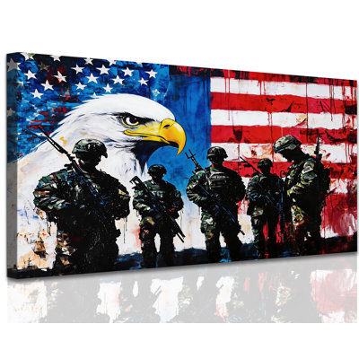 Dinardo Americana, aigle artistique et soldat, peinture, drapeau américain rustique, toile décorative, grande journée commémorative, impressions d'apprécia